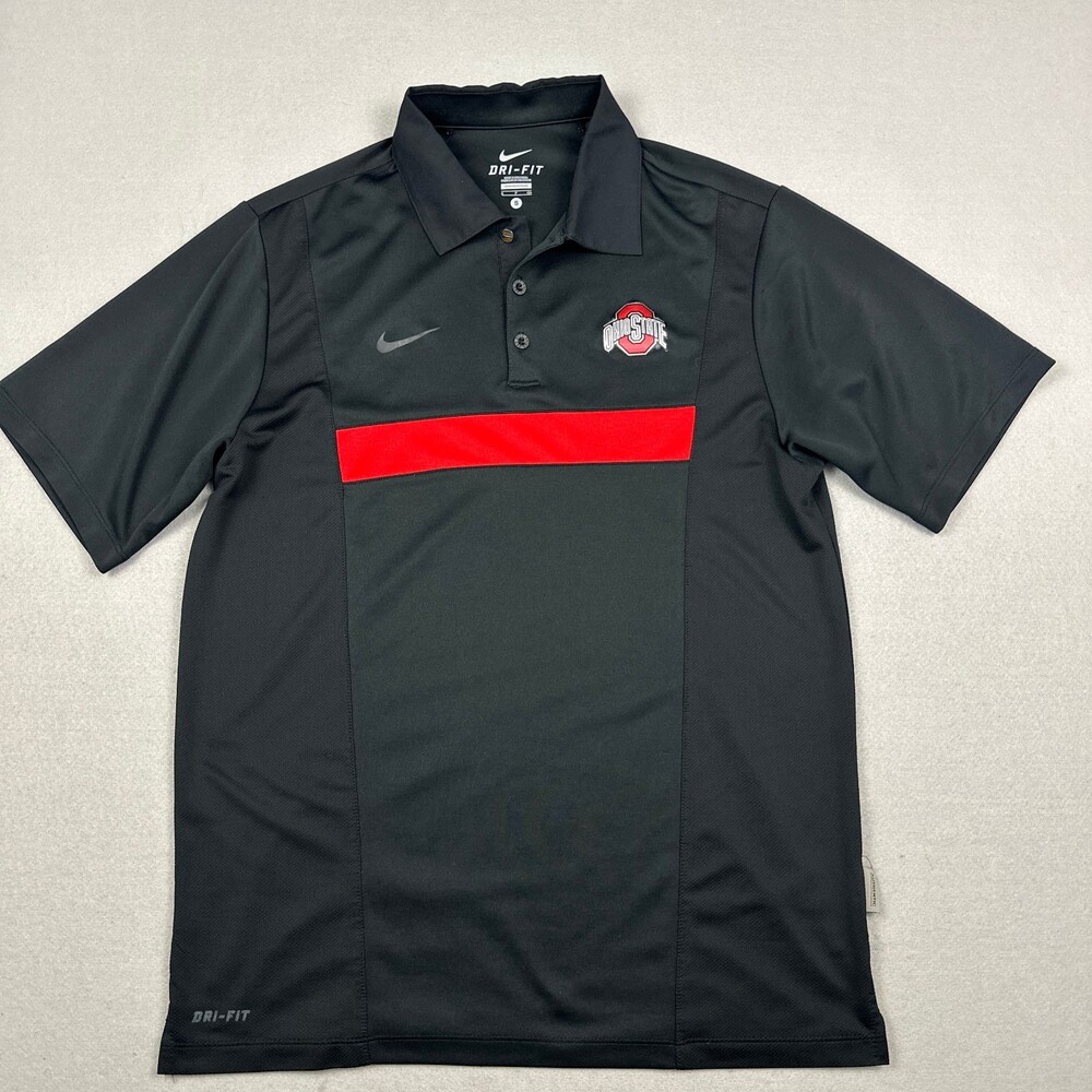 Ohio State Buckeyes Shirt Men Small Black Nike Dri Fit Short Sleeve Polo NCAA S